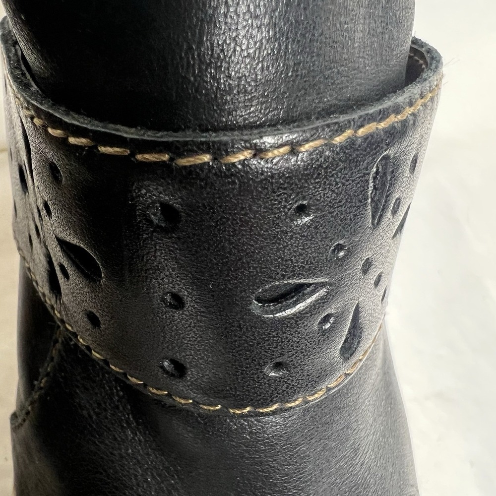 b.o.c Born Concept Black Leather Cut-Out Block Heel Mules Comfort Sz 8/39 - Picture 3 of 15